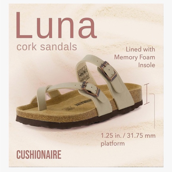 NEW Cushionaire Luna Cork Buckle Sandal like Birkenstock - Picture 4 of 8